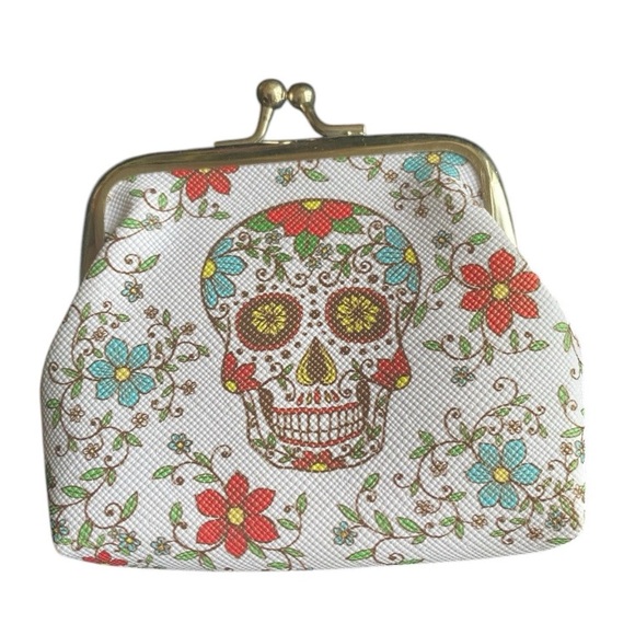 Cinco DeMayo Floral Skull Print Coin Purse - Picture 6 of 6